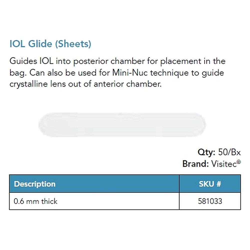 Visitec IOL Glide (Sheets), 35 x 5 mm. MPN: 581033