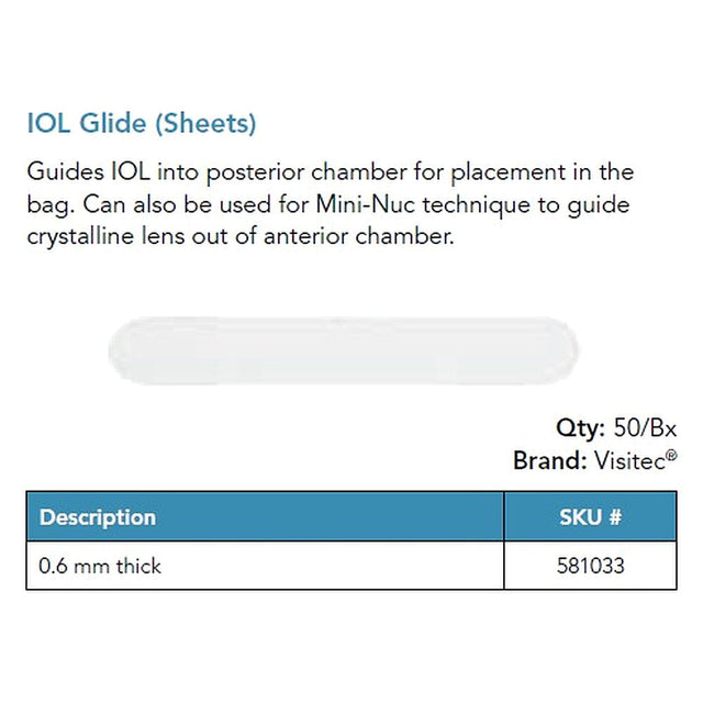 Visitec IOL Glide (Sheets), 35 x 5 mm. MPN: 581033