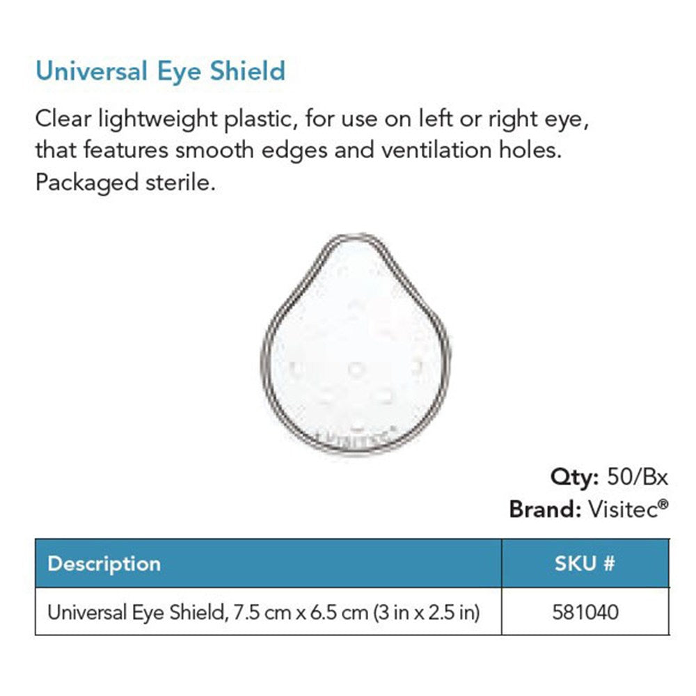 Visitec Universal Eye Shield, 7.5 x 6.5 cm, 50/box. MPN: 581040