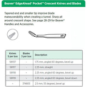 Beaver EdgeAhead Pocket Crescent Knife, 2.25 mm, 60°, Bevel Up. MPN: 581118