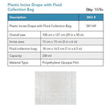 Visitec Visidrape Half Body Incise Drape, Plastic, 250 ml Bag, 100 x 127 cm. MPN: 581149