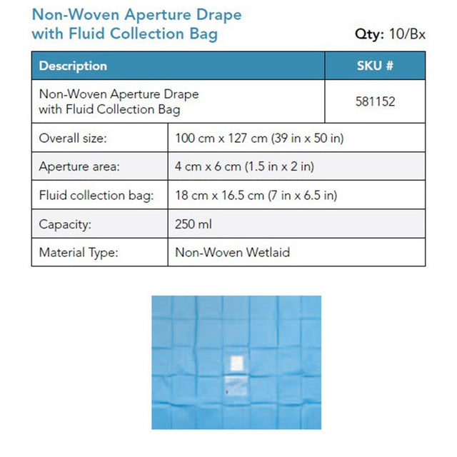 Visitec Visidrape Half Body Aperture Drape, Non-Woven, 250 ml Bag, 100 x 127 cm. MPN: 581152