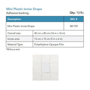 Visitec Visidrape Mini Face Incise Drape, Plastic, 40 x 40 cm. MPN: 581159