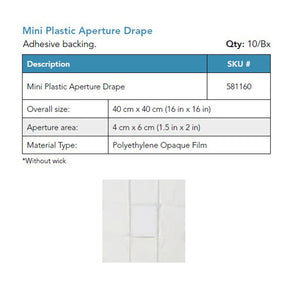 Visitec Visidrape Mini Face Aperture Drape, Plastic, 40 x 40 cm. MPN: 581160