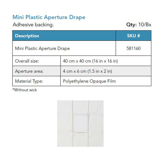 Visitec Visidrape Mini Face Aperture Drape, Plastic, 40 x 40 cm. MPN: 581160