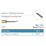 Visitec Anterior Chamber Cannula, 16G x 1 in (1.6 x 25 mm). MPN: 581277