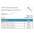 Visitec Anterior Chamber Cannula, 30G x ⅞ in (0.3 x 22 mm), 45° Bend at 6 mm. MPN: 581285