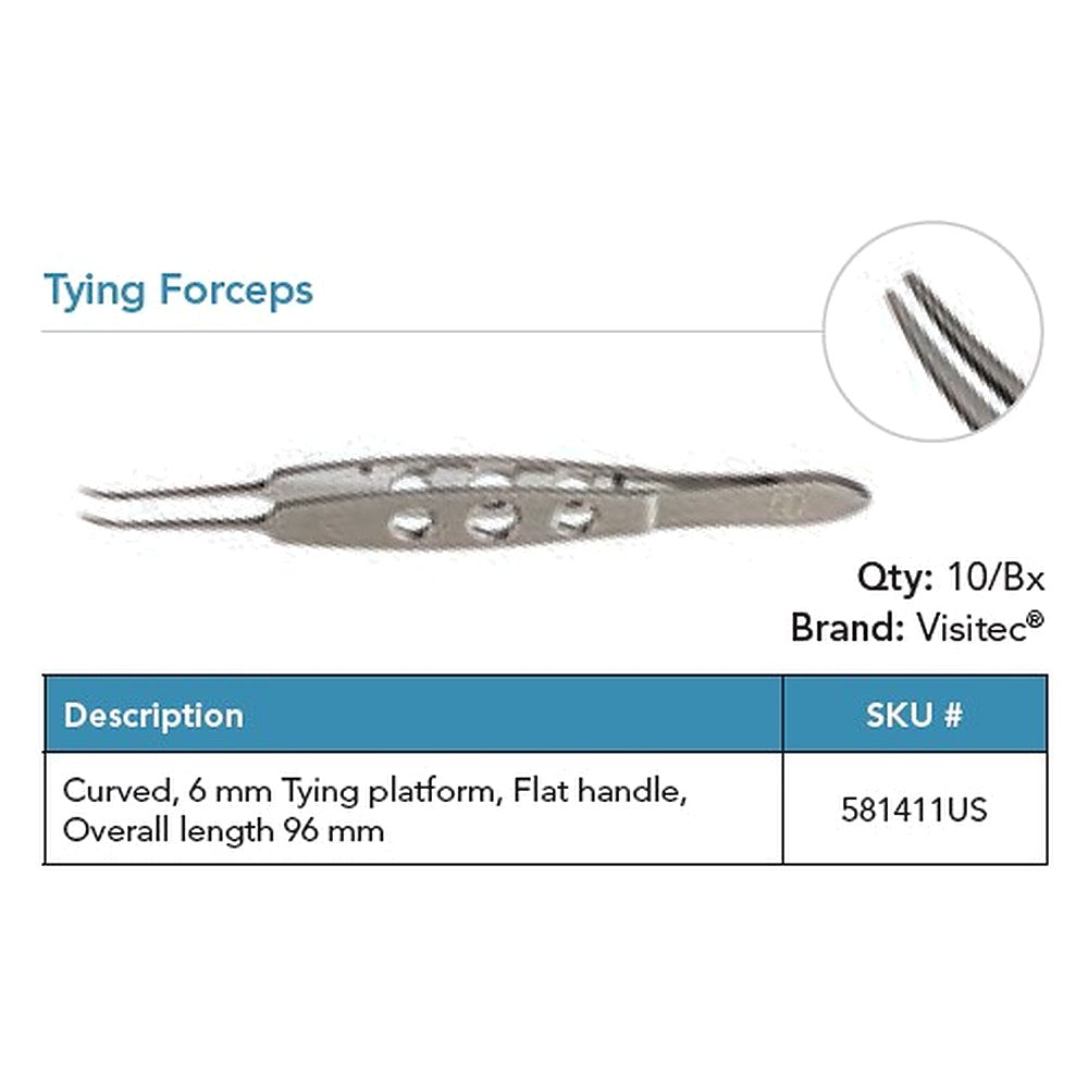 Visitec Tying Forceps, Curved, 6 mm Platform. MPN: 581411US