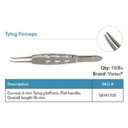 Visitec Tying Forceps, Curved, 6 mm Platform. MPN: 581411US