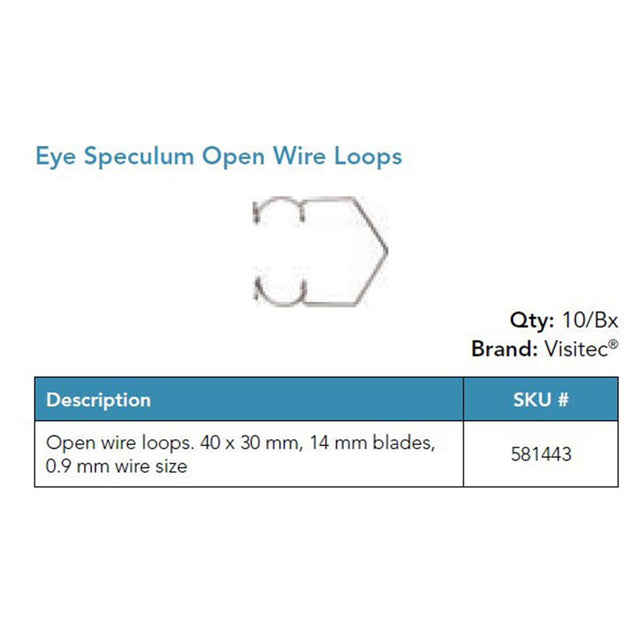 Visitec Eye Speculum, Wire Loops 40 x 30 mm, 0.8 mm Wire. MPN: 581413