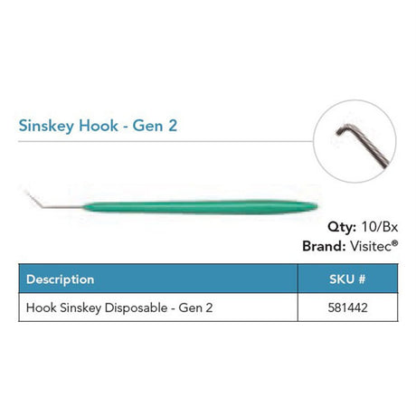 Visitec Sinskey Hook, Gen 2, 45° Angled. MPN: 581442