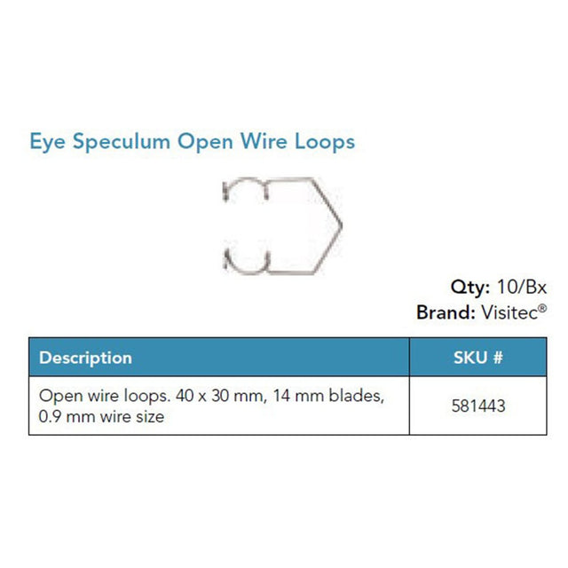 Visitec Eye Speculum, Gen 2, Wire Loops 40 x 30 mm, 0.9 mm Wire. MPN: 581443