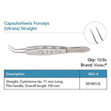 Visitec Capsulorhexis Forceps (Utrata), Straight, Cystotome Tip. MPN: 581481US