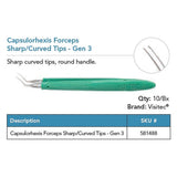 Visitec Micro Capsulorhexis Forceps, Gen 3, Curved Sharp Tips. MPN: 581488