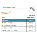 Visitec Irrigating Cystotome, 23G x ⅝ in (0.6 x 16 mm). MPN: 581599