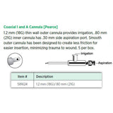 Visitec Coaxial I/A Cannula (Pearce), 18G Outer / 21G Inner. MPN: 581624