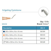Visitec Irrigating Cystotome, 30G x ⅝ in (0.3 x 16 mm). MPN: 581630