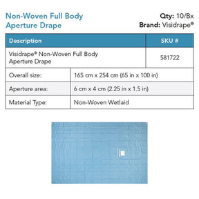 Visitec Visidrape Full Body Aperture Drape, Non-Woven, 165 x 254 cm. MPN: 581722