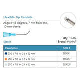 Visitec Flexible Tip Cannula, 27G x ⅞ in (0.4 x 22 mm), 45° Angled. MPN: 585005