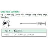 Visitec Sharp Point Cystotome, 22G x 1-1/16 in (0.7 x 27 mm). MPN: 585020