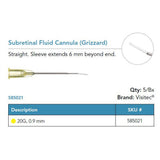 Visitec Subretinal Fluid Cannula (Grizzard), 20G, Straight. MPN: 585021