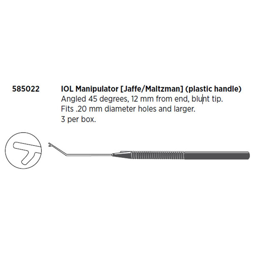 Visitec IOL Manipulator (Jaffe/Maltzman), 45° Angled, Blunt Tip. MPN: 585022