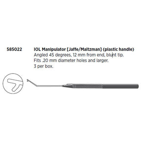 Visitec IOL Manipulator (Jaffe/Maltzman), 45° Angled, Blunt Tip. MPN: 585022