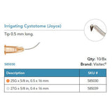 Visitec Irrigating Cystotome (Joyce), 27G x ⅝ in (0.4 x 16 mm). MPN: 585039