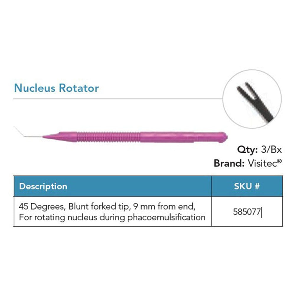 Visitec Nucleus Rotator, 45° Angled, Blunt Forked Tip. MPN: 585077