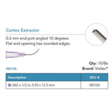 Visitec Cortex Extractor, End Port, 24G x ½ in (0.55 x 12.5 mm), 10° Angled. MPN: 585106