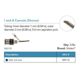 Visitec I/A Cannula (Simcoe), 23G, 0.4 mm Aspiration Port. MPN: 585110