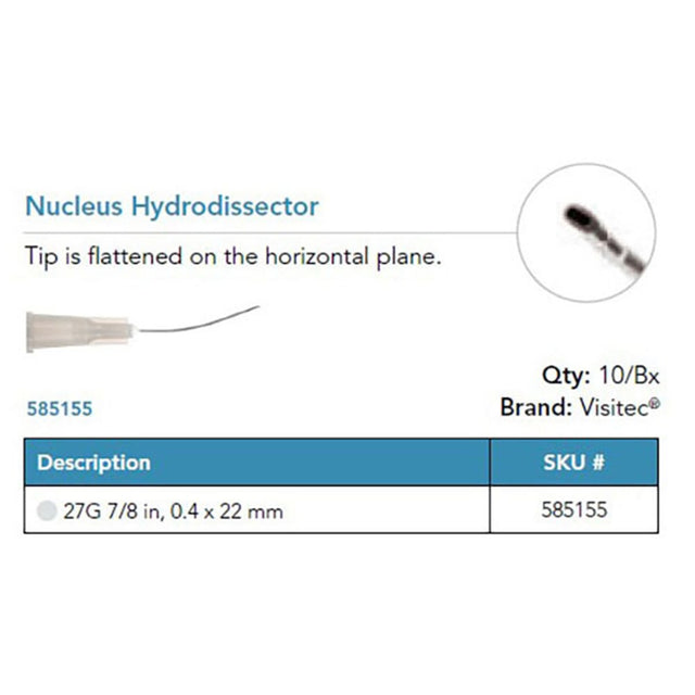 Visitec Blunt Tip Irrigating Cystotome (Kellan), 25G x ⅞ in (0.5 x 22 mm). MPN: 585115