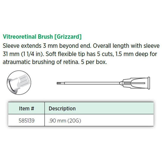 Visitec Vitreoretinal Brush (Grizzard), 20G (0.9 mm). MPN: 585139