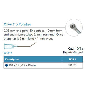 Visitec Olive Tip Polisher, 23G x 1 in (0.6 x 25 mm). MPN: 585143