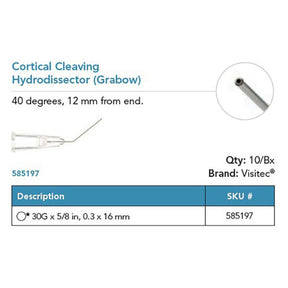Visitec Cortical Cleaving Hydrodissector (Grabow), 30G x ⅝ in (0.3 x 16 mm), 40° Angled. MPN: 585197
