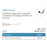 Visitec LASIK Cannula, 27G x ⅞ in (0.4 x 22 mm), 25° Angled. MPN: 585278