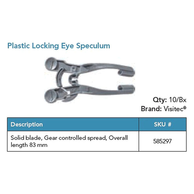 Visitec Plastic Locking Eye Speculum, Solid Blades. MPN: 585297