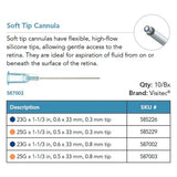 Visitec Soft Tip Cannula, 25G x 1⅓ in (0.5 x 33 mm), 0.8 mm Tip. MPN: 587003