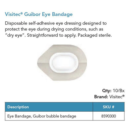 Visitec Guibor Bubble Eye Bandage, Self-Adhesive, 10/box. MPN: 8590300
