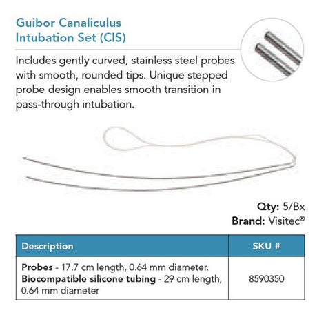 Visitec Guibor Canaliculus Intubation Set (CIS), 17.7 cm Probes, 0.64 mm. MPN: 8590350