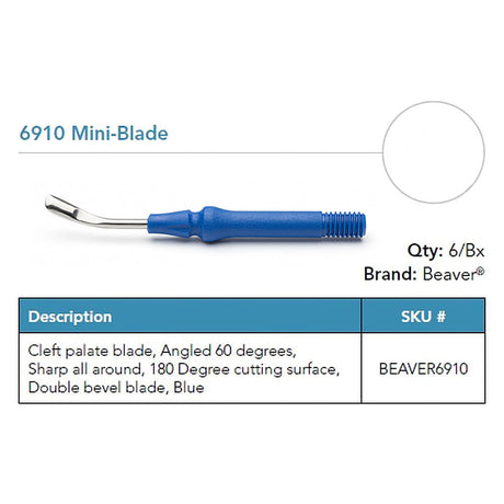 Beaver Grindless Cleft Palate Mini-Blade 6910, 60° Angled. MPN: Beaver6910