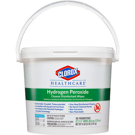 CLOROX Healthcare Hydrogen Peroxide Cleaner Disinfectant Wipes Bucket, 12"x11". MPN: 30826