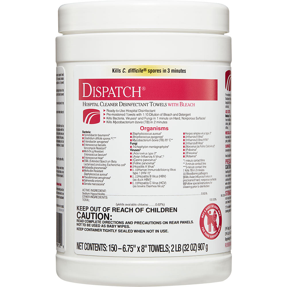 CLOROX Hospital Cleaner Disinfectant Towels w/ Bleach, Canister, 6.75"x8". MPN: 69150