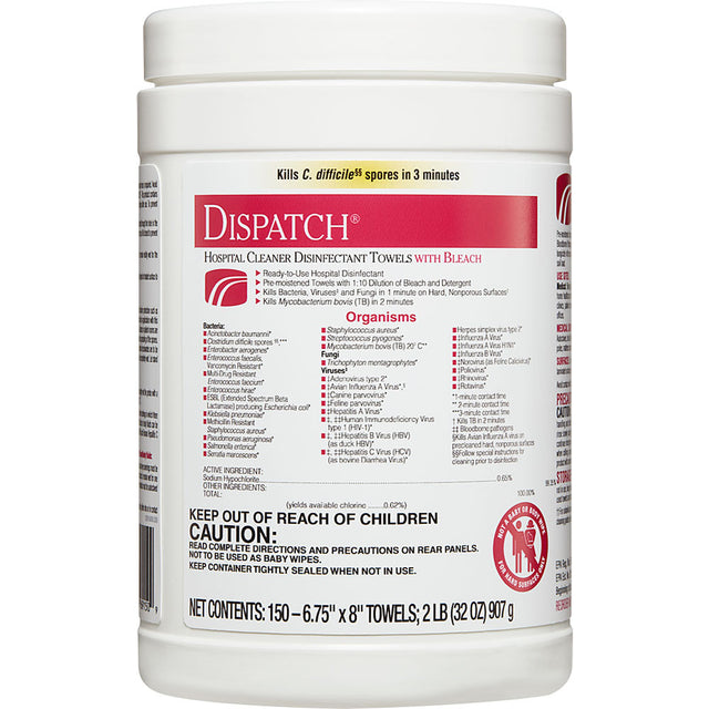 CLOROX Hospital Cleaner Disinfectant Towels w/ Bleach, Canister, 6.75"x8". MPN: 69150