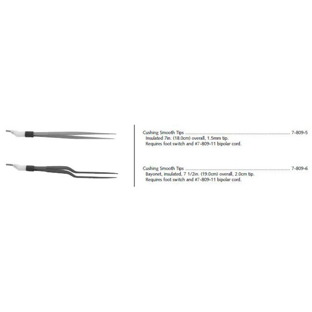 Conmed Bipolar Forceps Electrode, Cushing Smooth Tips. MPN: 7-809-5