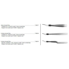 Conmed Bipolar Forceps Electrode, Cushing Serrated Tips, Bayonet Style. MPN: 7-809-9