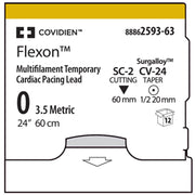 Covidien Flexon Temporary Cardiac Pacing Leads, Taper Point, 3-0, Clear, 24", SC-6, CV-23, 1/2 Cir. MPN: 8886258643-2