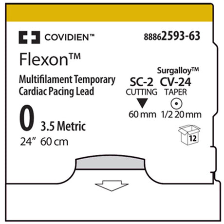 Covidien Flexon Temporary Cardiac Pacing Leads, Taper Point, 0, Clear, 24", SC-6, V-20, 1/2 Cir. MPN: 8886258963