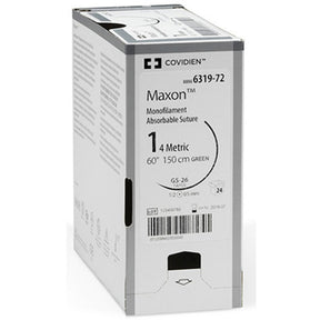Medtronic Covidien MAXON Suture, Taper Point, Size 4-0, Green, 18", Needle CV-15, 3/8 Circle, 3 dz/bx. MPN: 8886605731-2