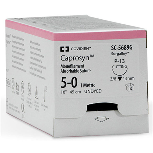 Covidien CAPROSYN Suture, Taper Point, Size 2-0, Violet, 30", Needle GS-22, 1/2 Circle. MPN: CC830